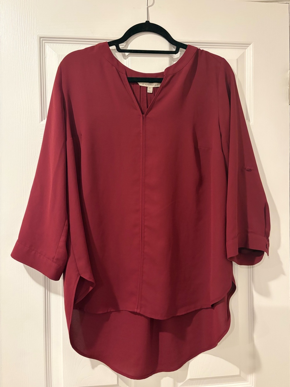 41 Hawthorn Split-Neck Blouse in Burgundy